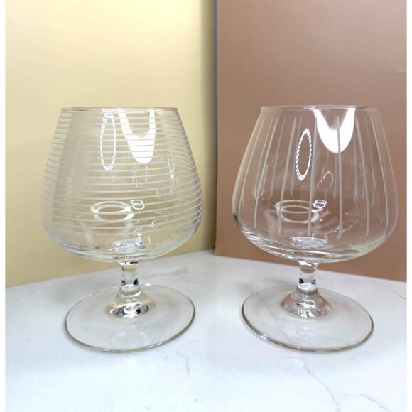 Mikasa CHEERS Collection Footed BRANDY Glasses Bubbles Swirls Lines - Picture 2 of 5